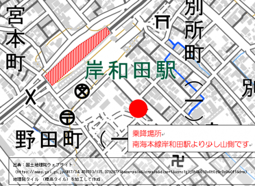 岸和田駅発着場所の地図
