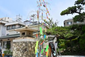 元睦會館の入り口にある笹飾り