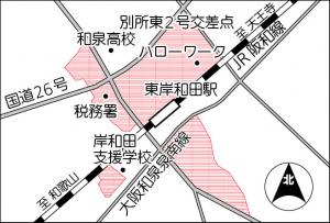 東岸和田駅周辺の地図