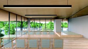 机とイスが並ぶイメージパース