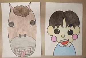 馬と男の子のふくわらい