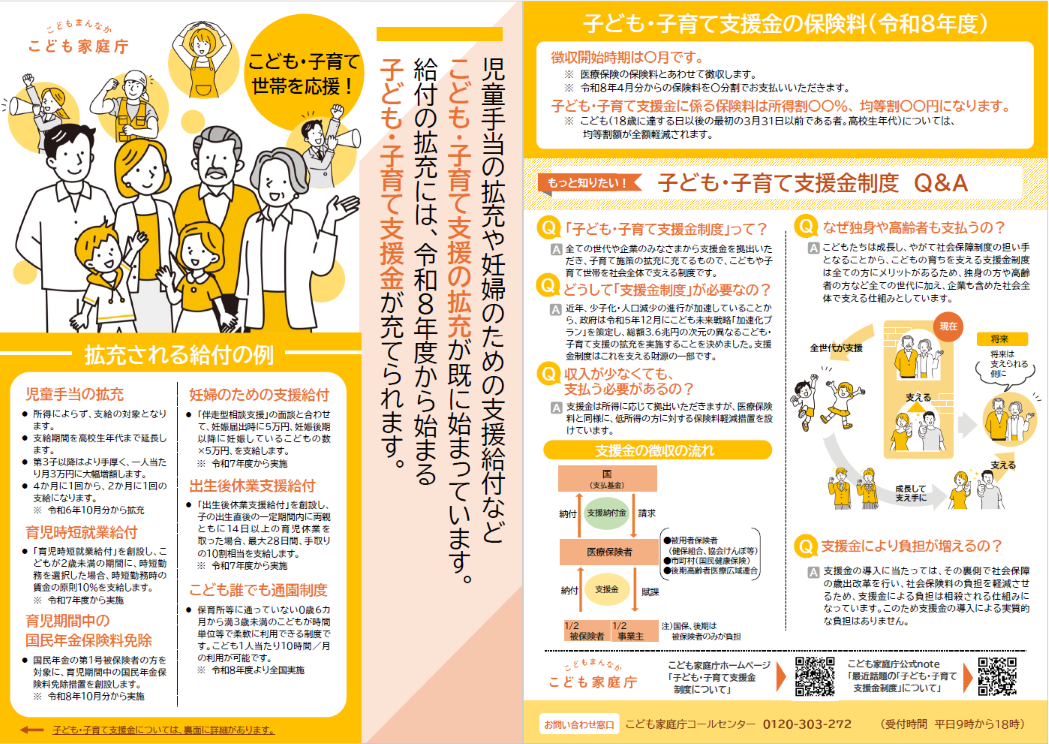 子ども子育て支援金のリーフレット