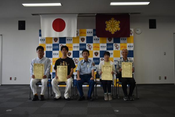 消防長と記念撮影