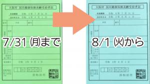 高齢受給者証現在の証と新しい証の写真