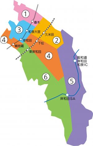 市内を区画分けした地図