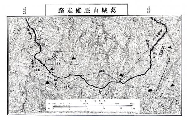 葛城山脈縦走路　案内地図
