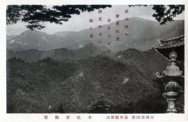 西国第四番泉州槙尾山　本堂前眺望